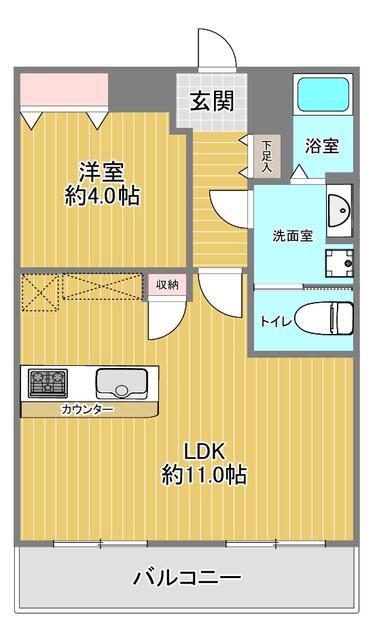 岡本グリーンハイツ(1LDK/3階)の間取り写真