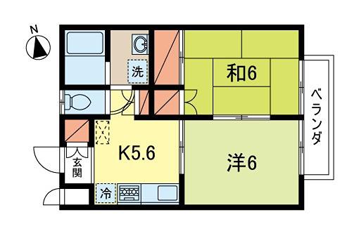ファミールNARIMUNE(2K/2階)の間取り写真