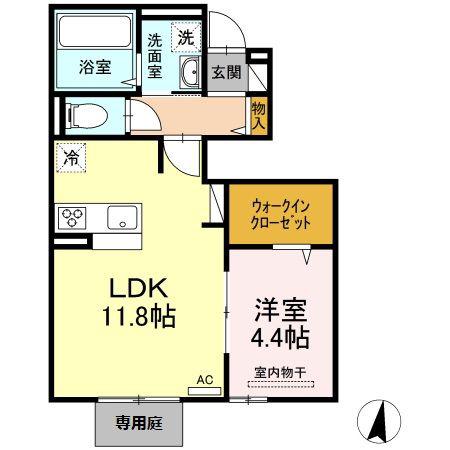 D-ROOMビューコート(1LDK/1階)の間取り写真