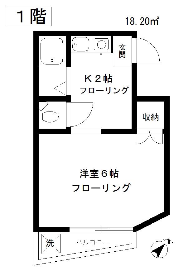 ハイツ小林(1K/1階)の間取り写真