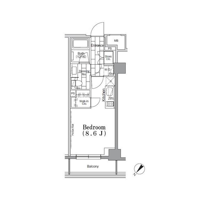 ONE ROOF FLAT TSUKISHIMA(ワンルーム/8階)の間取り写真