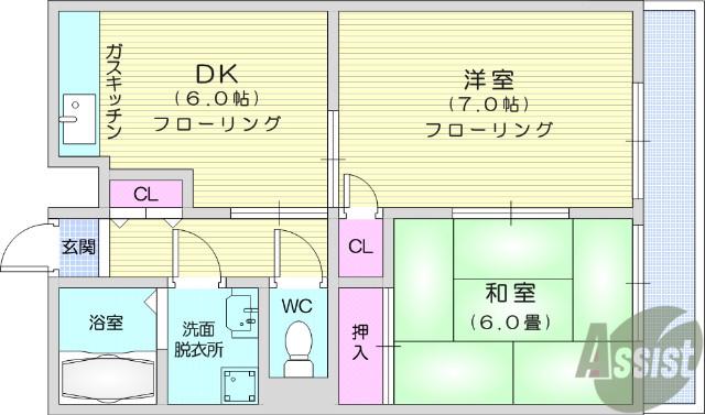 ロイヤルセレッソ2番館(2DK/2階)の間取り写真