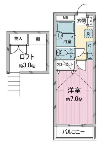 クレセントハイツ21(1K/2階)の間取り写真