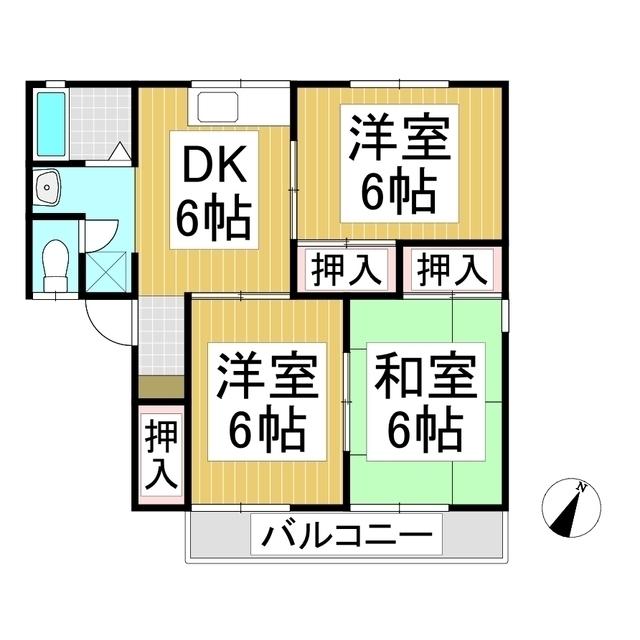 サンヴィレッジ五反田 B棟(3DK/1階)の間取り写真
