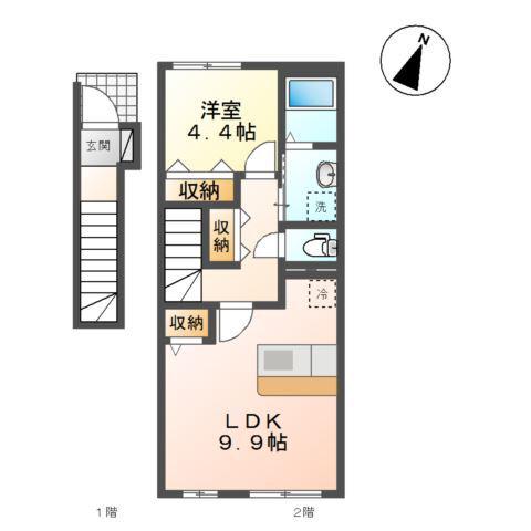 メゾンHAL(1LDK/2階)の間取り写真