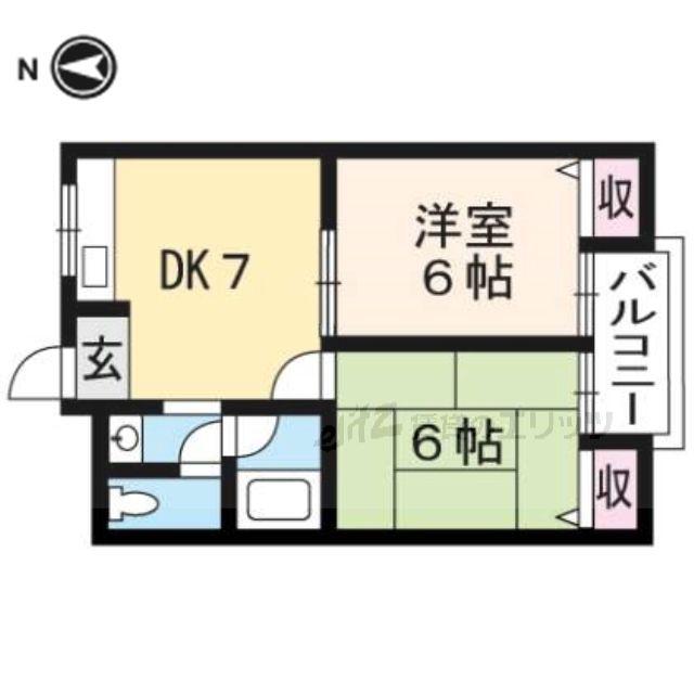 ハムロハイツ杉田A棟(2DK/3階)の間取り写真