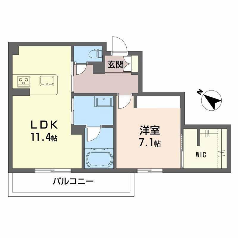 シャーメゾンマーレ竹下(1LDK/1階)の間取り写真