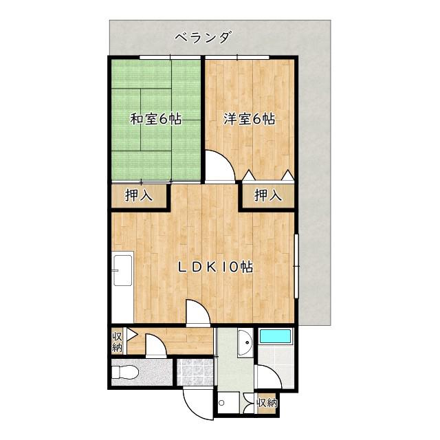 マンションリベラル(2LDK/4階)の間取り写真
