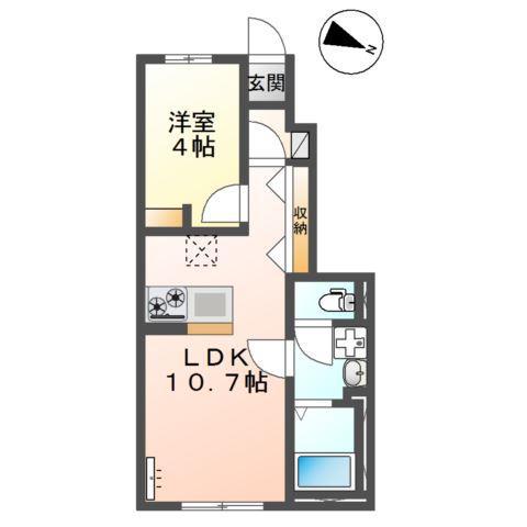渡橋町アパート(1LDK/1階)の間取り写真