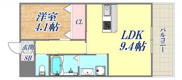 コスモスガーデン(1LDK/4階)の間取り写真