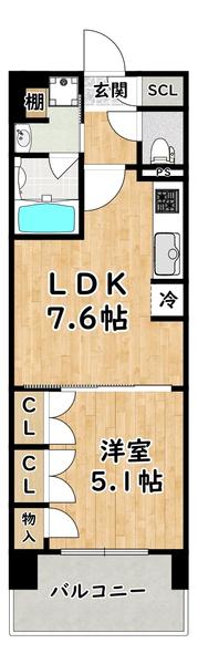 アービングウエスト大阪大和田スクエア(1DK/2階)の間取り写真