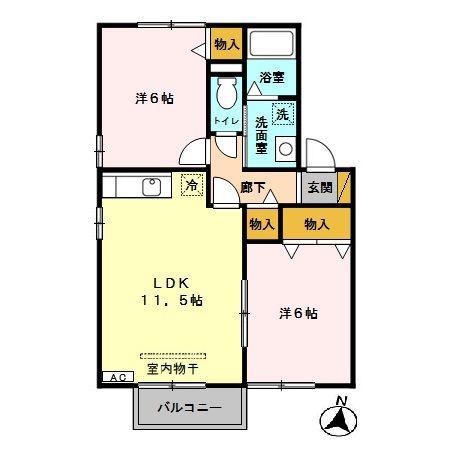 MOMO HOUSE(2LDK/2階)の間取り写真