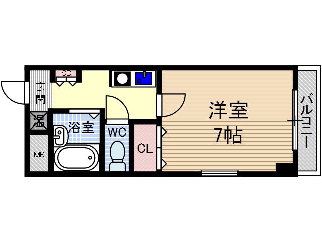 末広14番館(1K/2階)の間取り写真