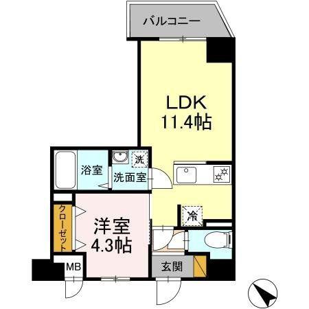 D-ROOM NOBUTO(1LDK/5階)の間取り写真