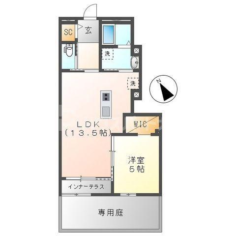 LIONA F (1LDK/1階)の間取り写真