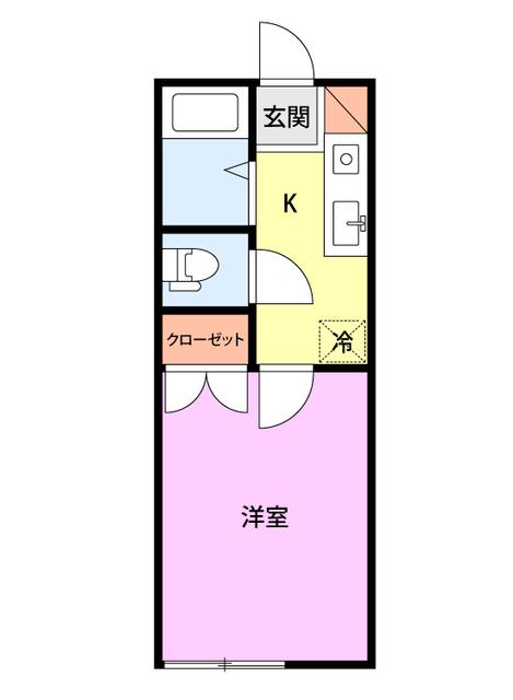 アクシス7(1K/2階)の間取り写真