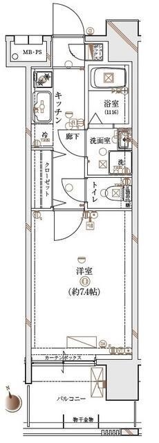 DUARES早稲田(1K/8階)の間取り写真