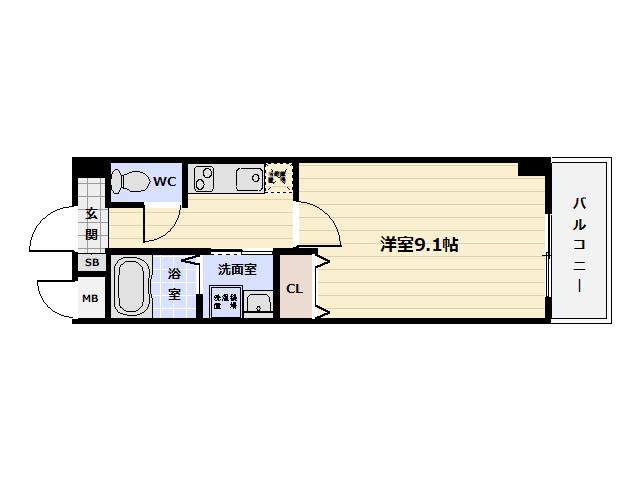 ラソ二条(1K/2階)の間取り写真