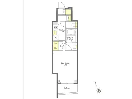 プライムメゾン大塚(1K/15階)の間取り写真