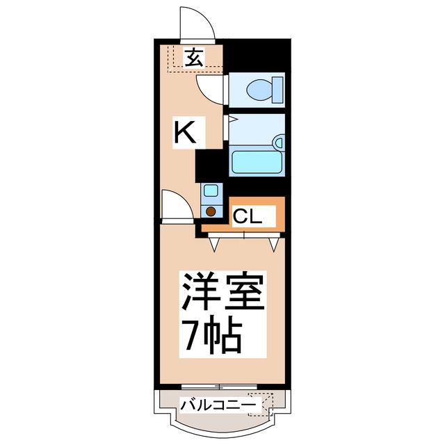 プロムナード京町台(1K/4階)の間取り写真