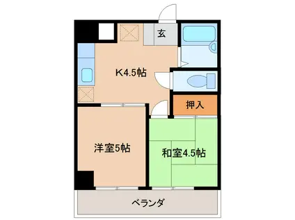 アリュール若草(2K/3階)の間取り写真