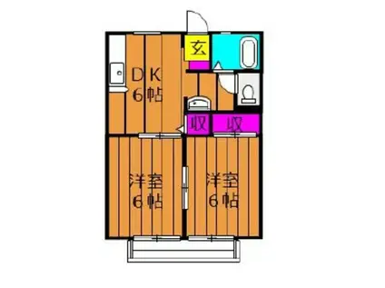 アメニティハイツ B(2DK/2階)の間取り写真