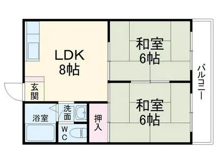 ハイツ上野台B棟(2LDK/2階)の間取り写真