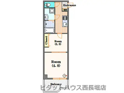 大阪ドームインながほり(2K/2階)の間取り写真