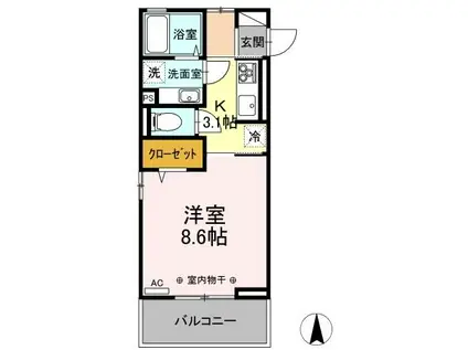 プレジール高田(1K/3階)の間取り写真