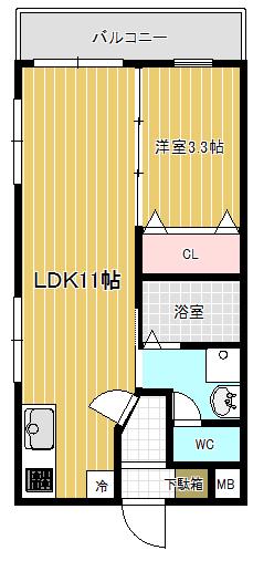 TY郡元(1LDK/2階)の間取り写真