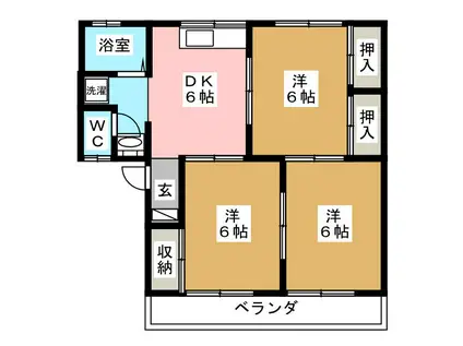 開沖コスモタウン(3DK/2階)の間取り写真