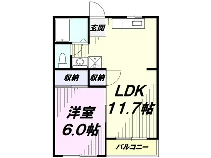 スカイパーク大塚(1LDK/1階)の間取り写真