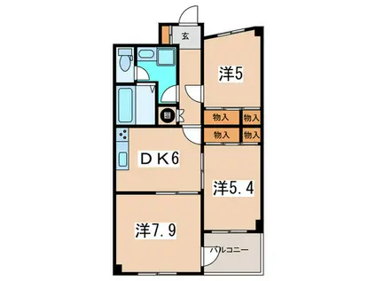 ライオンズマンション戸塚(3DK/5階)の間取り写真
