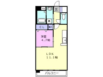 ウエスト COURT SAKURABASHI(1LDK/2階)の間取り写真
