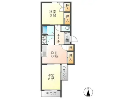 クワイエット21(2DK/1階)の間取り写真