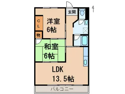 第二松浦マンション(2LDK/2階)の間取り写真