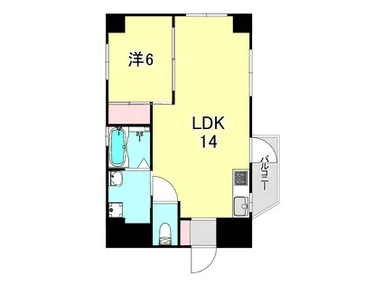 サンシャイン三宮(1LDK/6階)の間取り写真