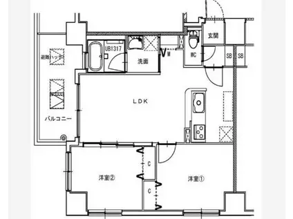COCO川西町(2LDK/2階)の間取り写真