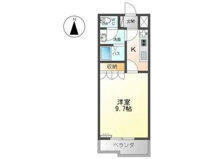 コーポ・ブルースカイ(1K/2階)の間取り写真