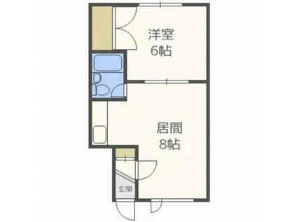 シャローム(1DK/2階)の間取り写真