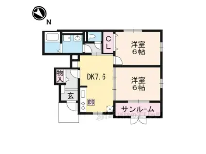 グレイスフル シャンティ(2DK/1階)の間取り写真