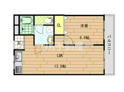 コーポ陣内I(2DK/2階)の間取り写真