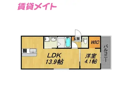 N51 APARTMENT桑名(1LDK/1階)の間取り写真