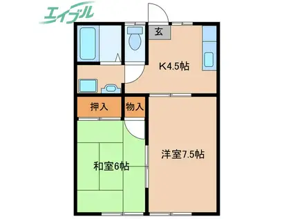 コーポ橋本(2K/1階)の間取り写真