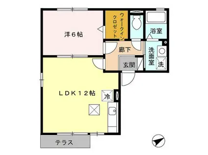 ウィルモア藤(1LDK/1階)の間取り写真