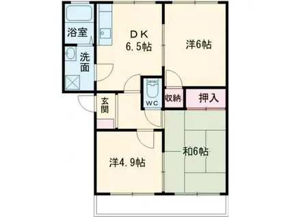 アーバンハイツB棟(3DK/2階)の間取り写真