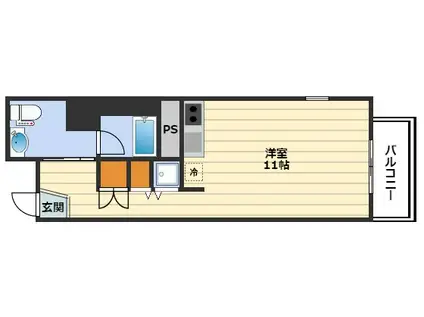 クリスタルブライト天満橋・リバーサイド(1LDK/2階)の間取り写真