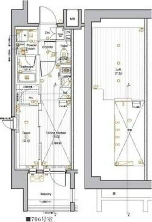 PREMIUM CUBE 池袋本町 7階階 間取り