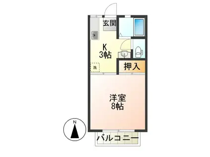 ダイヤモンドメゾン双葉(1K/1階)の間取り写真