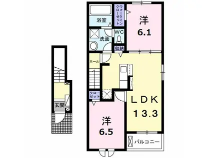 ピース・アイ(2LDK/2階)の間取り写真